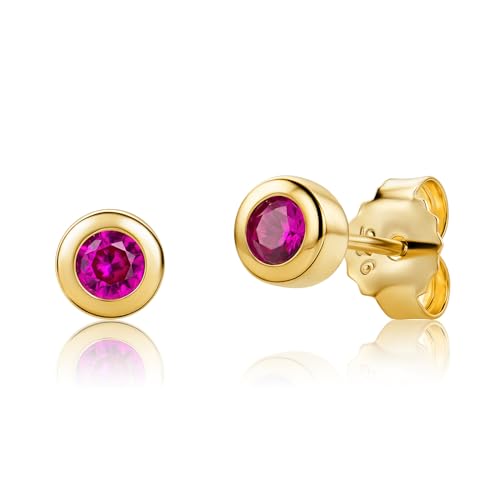 Orovi Ohrringe Silber 925 18k Vergoldet Rubin Ohrstecker