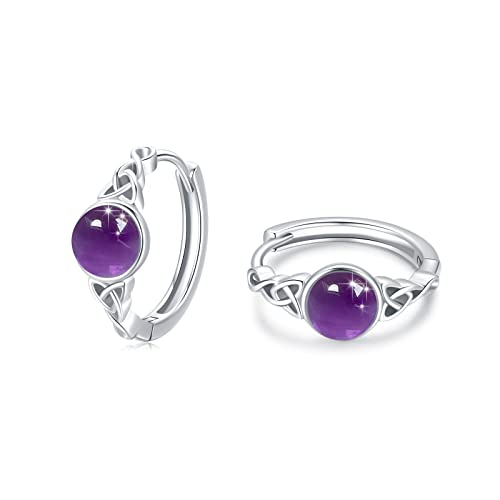 Amethyst Creolen Keltischer Ohrringe Silber 925 Amethyst Ohrringe
