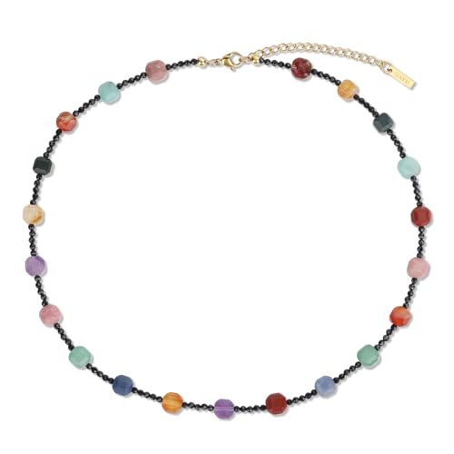 Gavu Frauen Kristall Perlenkette Aus Spinell Bunt Naturstein