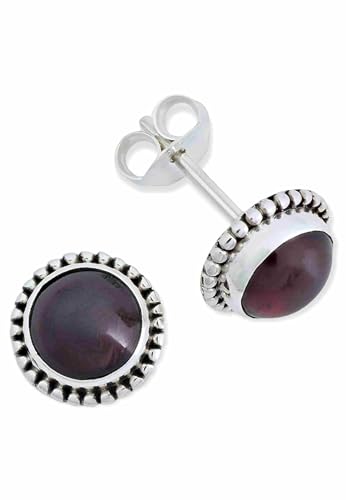Ohrstecker 925 Silber Granat Roter Stein Edelstein Ohrringe