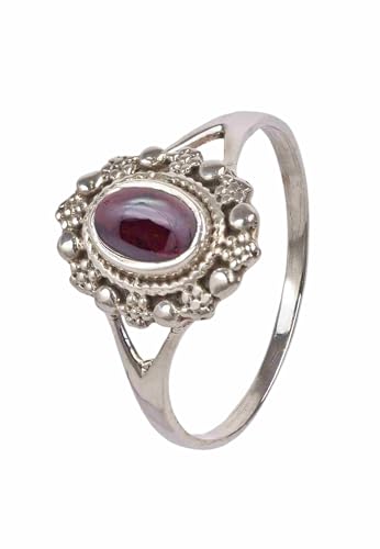 Mantraroma Damen Ring Silber Mit Stein Granat Edelstein