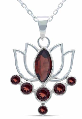 Echt Silberkette Mit Granat Roter Edelstein Damen Kettenanh