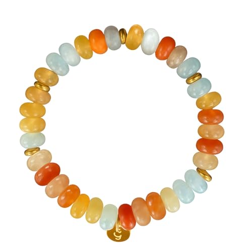 Happymaker Aquamarin Armband Mit Bunter Jade Handgefertigt In