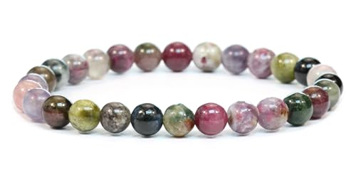 Echtes Gemischter Turmalin Edelstein Armband Mit Runden 6mm