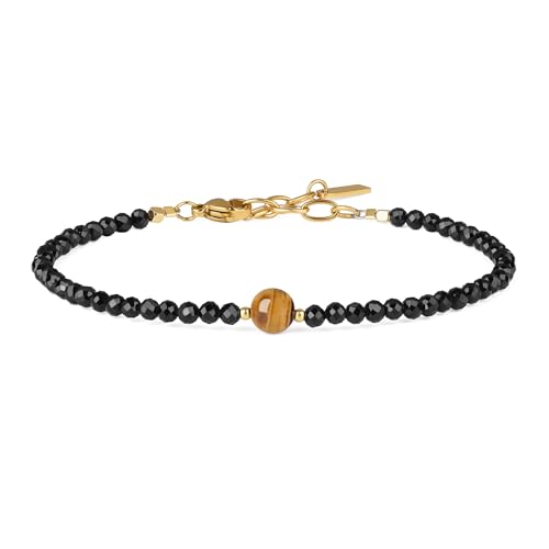 Coai Schwarzer Turmalin Armband Mit Aaa Tigerauge Perlen