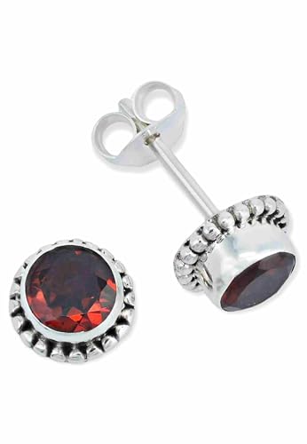 Ohrstecker 925 Silber Granat Roter Stein Edelstein Ohrringe