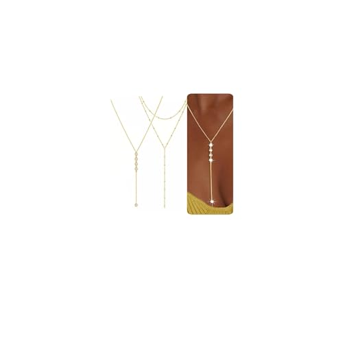 2 St Ck Goldkette Damen Lang Y Kette