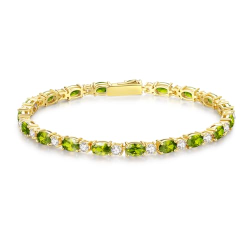 Fancime Tennisarmband Damen 14k Vergoldet Peridot Tennis Armband