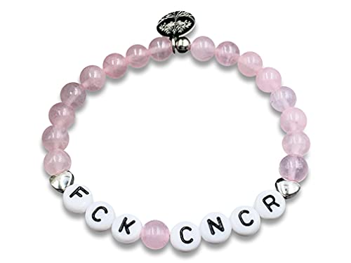 Majas Perlen Armband Fuck Cancer Rosenquarz Herz Echt