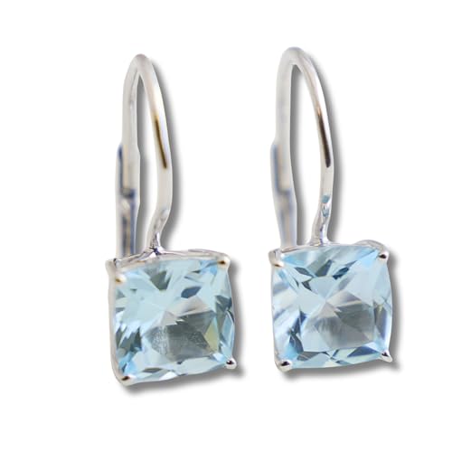 Kissenschliff Blautopas 925 Sterling Silber Ohrringe Nat Rlicher