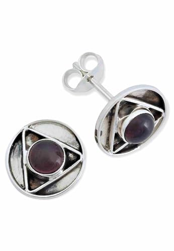 Ohrstecker 925 Silber Granat Roter Stein Edelstein Ohrringe