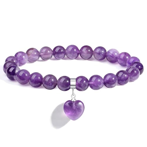 Awardsen Amethyst Armband Edelstein Violett Herz Heilsteine Armband