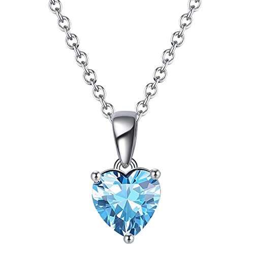 Bellitia Jewelry Aquamarin Halskette Damen Herz Anh Nger