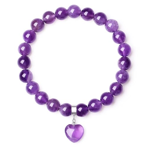 Xiannvxi Amethyst Armband Damen Herz Armband 8mm Perlen