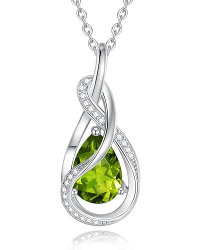 Fancime Gperidot Halskette August Geburtstein Sterling Silber Kette