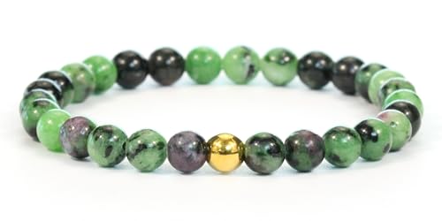 Echtes Rubin Zoisit Edelstein Armband Mit 6mm Perlen