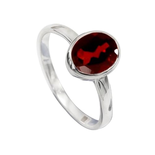 Jewelforce 925 Sterling Silber Granat Edelstein Ring Herren