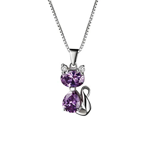 Aoneky Amethyst Katze Anh Nger Halskette 45cm Kette