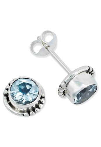 Ohrstecker 925 Silber Blau Topas Hellblauer Stein Edelstein