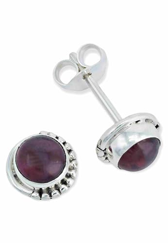 Ohrstecker 925 Silber Granat Roter Stein Edelstein Ohrringe