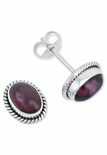 Ohrstecker 925 Silber Granat Roter Stein Edelstein Ohrringe