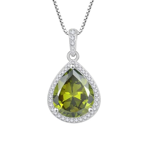 Fj Kette Damen 925 Sterling Silber Peridot Halskette