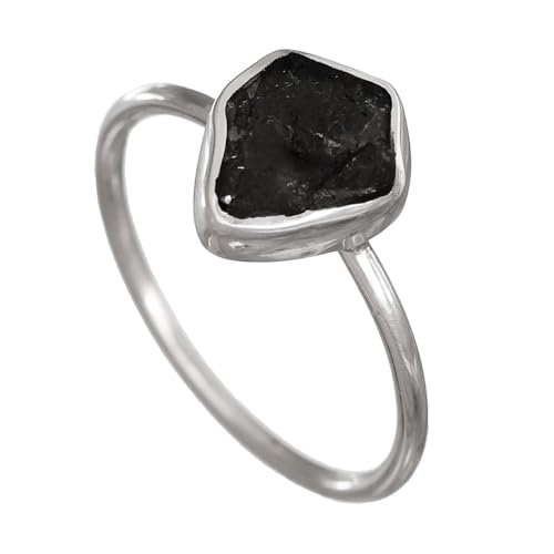I Be Turmalin Edelstein Ring Schwarz Naturbelassen 925