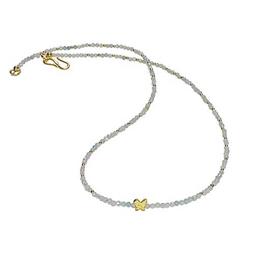 Damen Halskette Morganit Mit Schmetterling