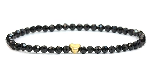 Lakada Echtes Schwarzer Turmalin Edelstein Armband Mit Facettierten
