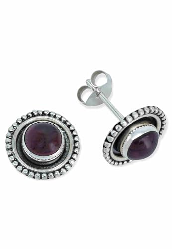 Ohrstecker 925 Silber Granat Roter Stein Edelstein Ohrringe