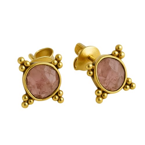 Ohrstecker Aus Vergoldetem Sterlingsilber Mit Rosa Turmalin Nat