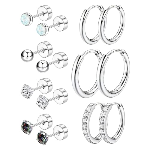 Astraglam 7 Paar Ohrringe Set Medizinische Ohrstecker Damen