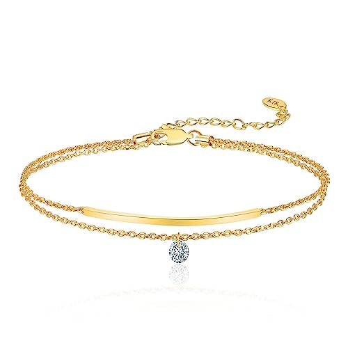 Lwkeay Fu Kettchen Damen Gold 18k Vergoldet Zirkon