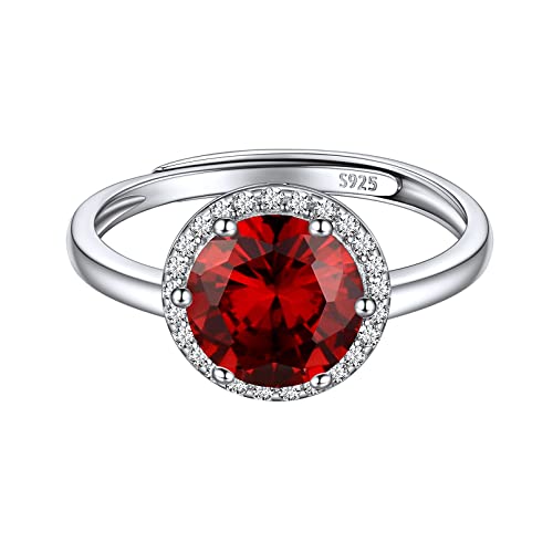 Chicsilver Silber Verstellbarer Ring Mit Granat Gebursstein Damen