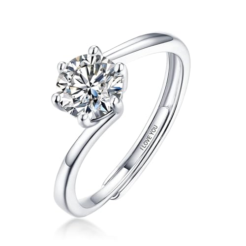 Hoisy Moissanite Ring Silber 1 Karat Verlobungsring Damen