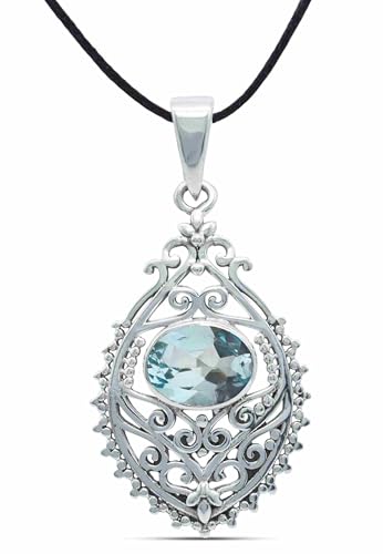 Mantraroma Kettenanh Nger 925 Silber Blau Topas Hellblauer
