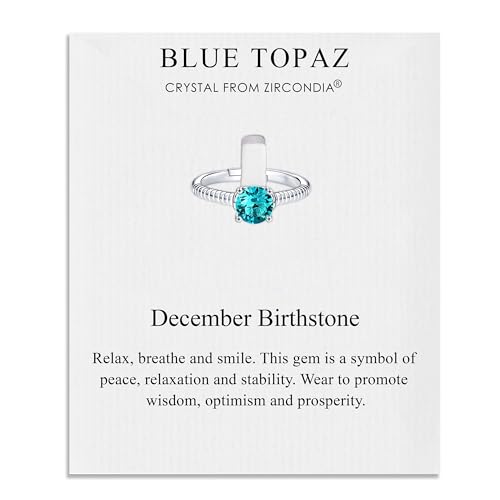 Philip Jones Dezember Blauer Topas Verstellbarer Geburtssteinring Mit