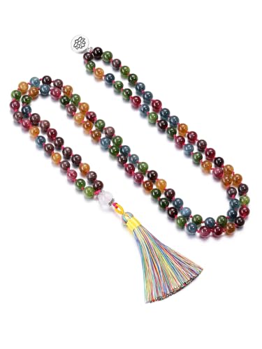Jsdde 108 Mala Kette Turmalin Edelsteine Gebetskette Mit
