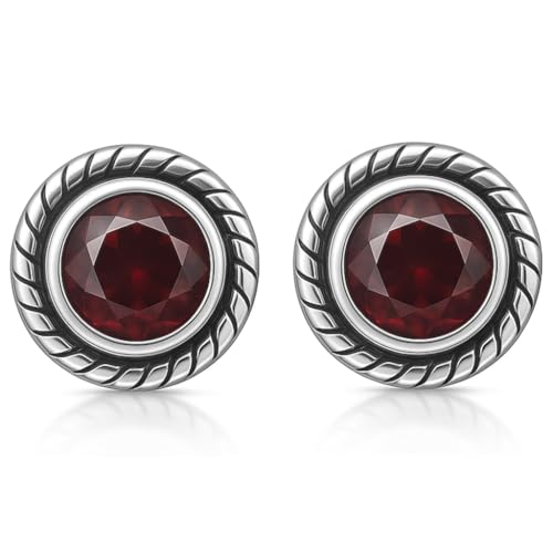 Unique Gems Roter Granat Ohrstecker 925 Sterling Silber