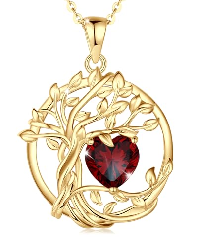 Fancime Baum Des Lebens Granat Kette Januar Geburtstein