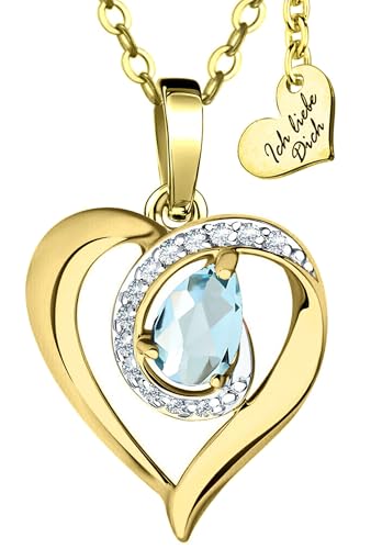 Limana Herzkette Echter Edelstein Silber 925 Gold Vergoldet