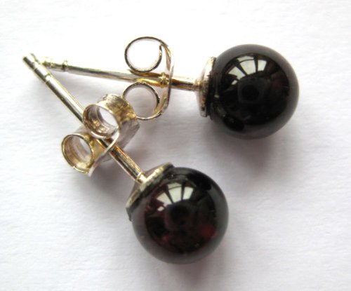 Ohrstecker Rund 6 Mm Granat 925er Silber