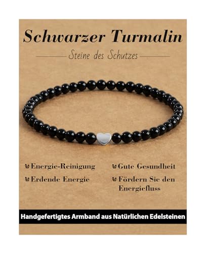 Landorilo Armband Damen 4mm Echten Naturstein Mit 925