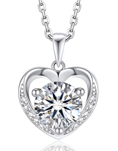 Momentwish Halskette Damen Silber 925 2 Karat Moissanite