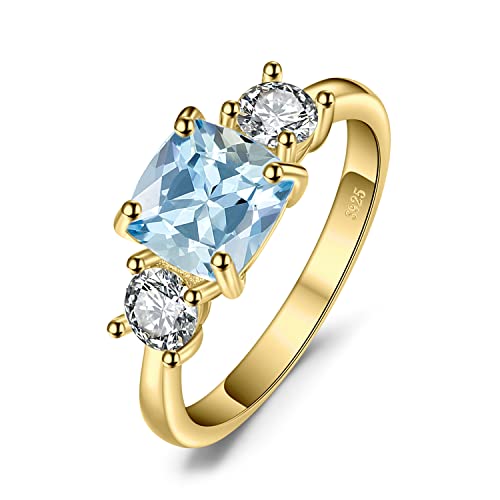 Jewelrypalace Kissenschliff 2ct Echt Blau Topas Zirkonia Ring