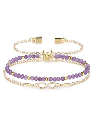 Crystaltears Amethyst Heilstein Armband Unendlichkeit Symbol Infinity Goldene
