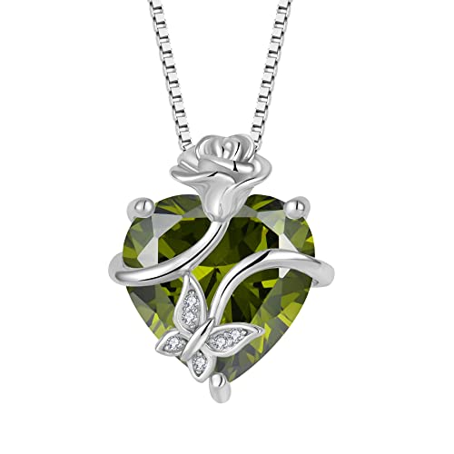 Fj Herz Peridot Kette August Geburtsstein Halskette Damen