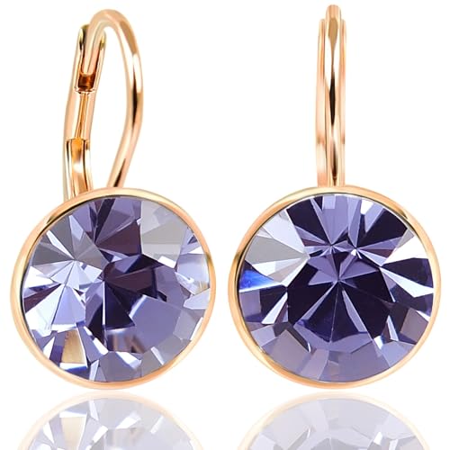 Nobel Schmuck Ohrringe Rosegold Lila Kristalle Aus Sterreich