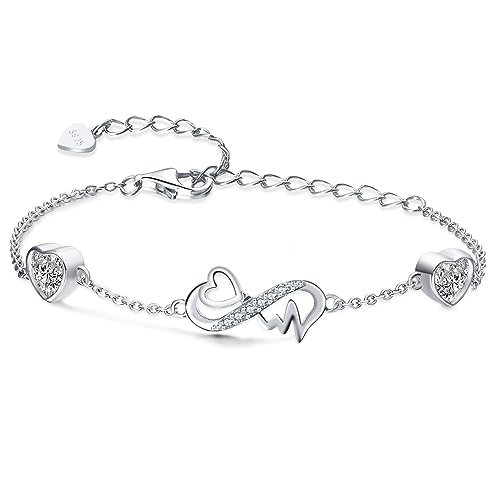 Qings Infinity Armband Damen Sterling Silber Unendlichkeit Herz