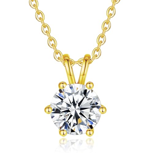 Fancime Moissanite Kette Gelbgold Vergoldet 3 Karat Moissanit